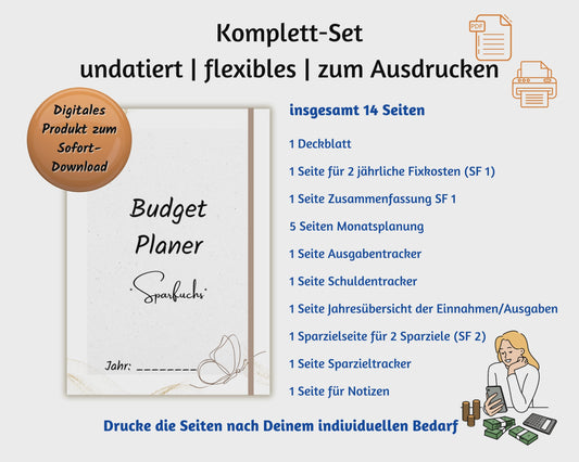 Budget Planer, undatiert, deutsch, DIN A4 zum selbst Ausdrucken